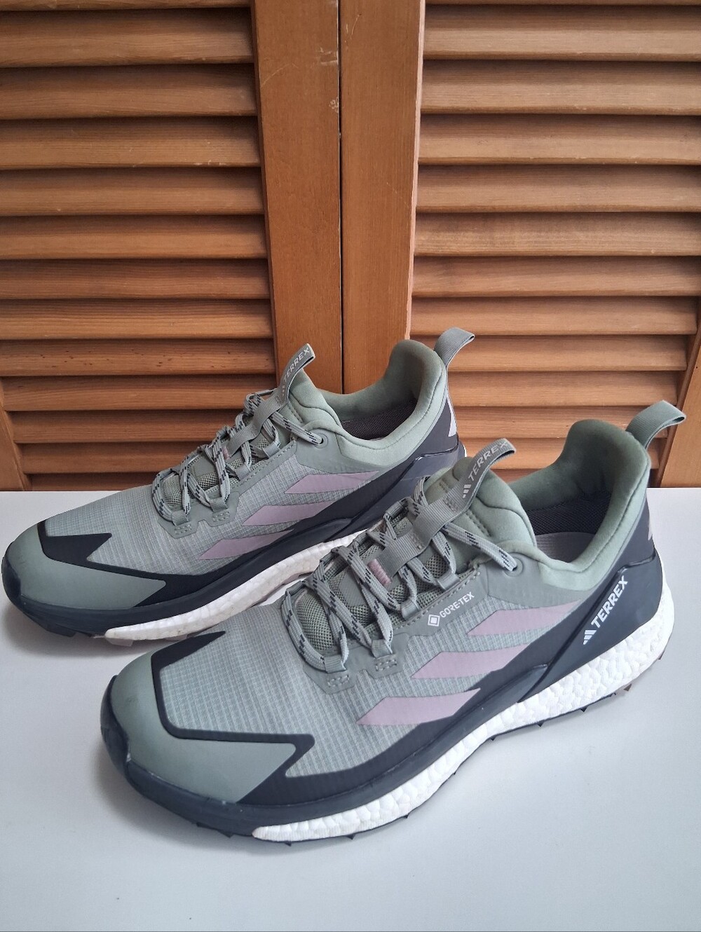 adidas Terrex Olive Green with Pink Accent Trail Running Shoes - Picture 2 of 8